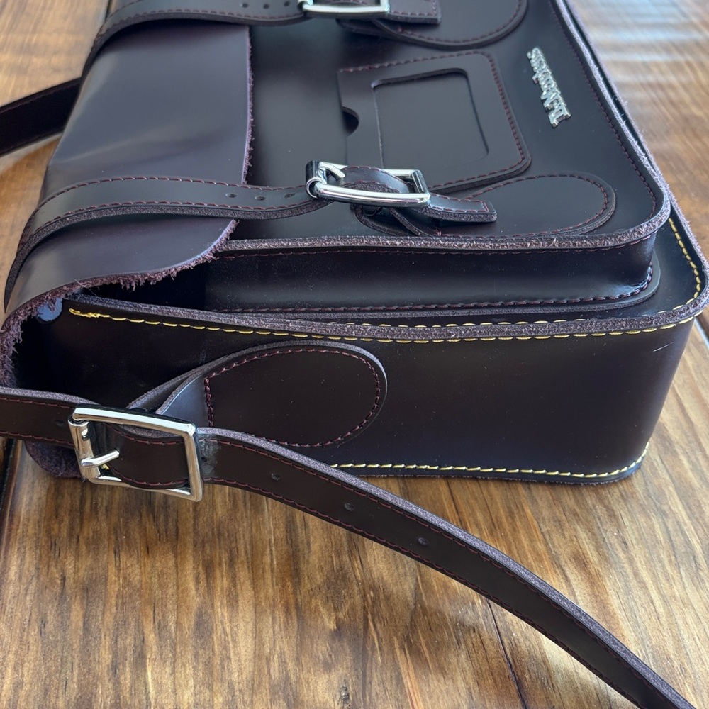 Dr. Martens Leather 11” Crossbody Messenger Bag burgandy/brown color - Picture 9 of 10